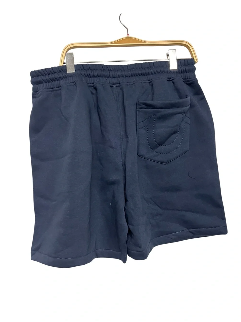 New True Religion Men's Navy Logo Fleece Drawstring Shorts Large